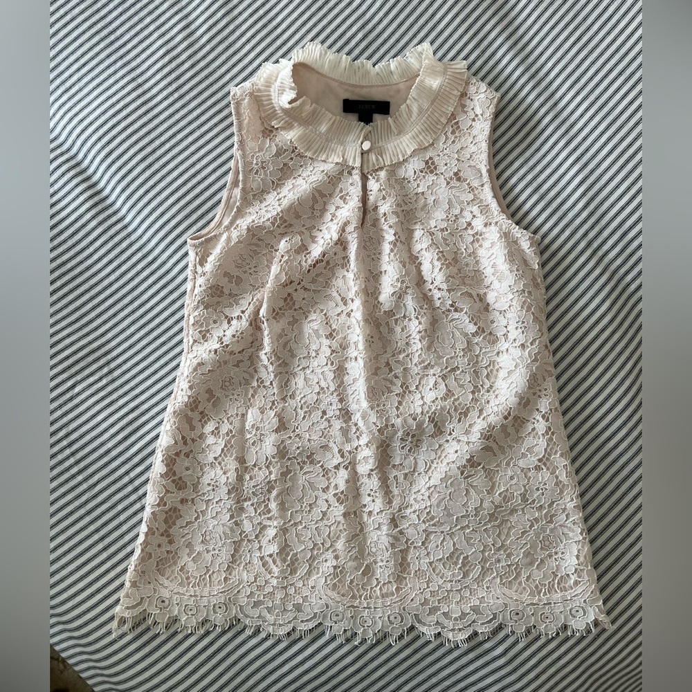 Cream Lace Sleeveless Top